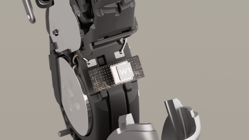 Widex W1 chip shown in hearing aid